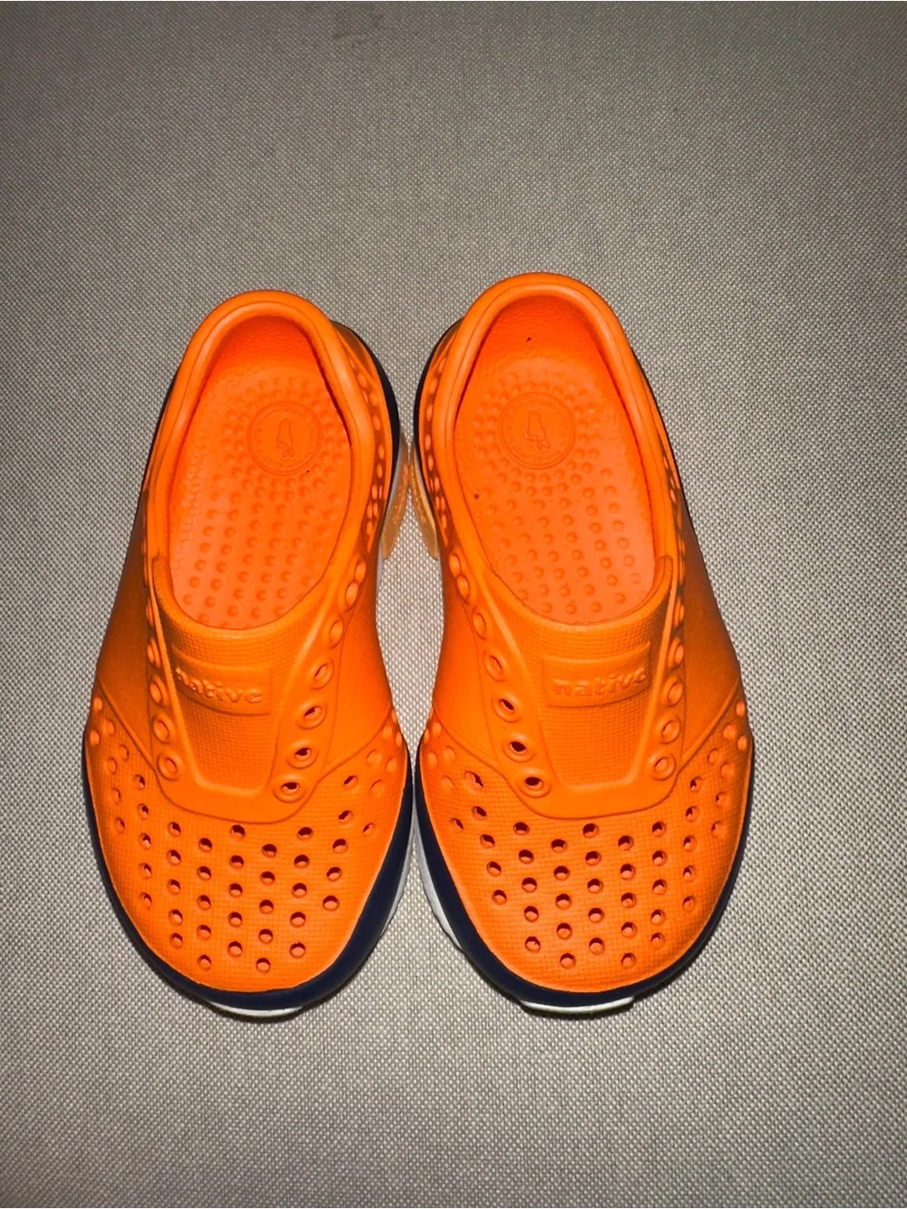 Native Kids Orange Slip-On Water Shoes with Navy Outsole